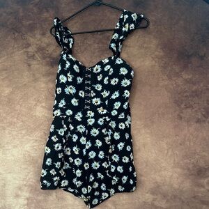 American Rag Floral Black One Piece Romper
